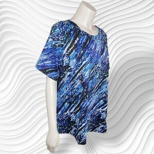 Swim365 NWT Blue Patterned Swim Short Sleeve Top (Only) Size 18/20